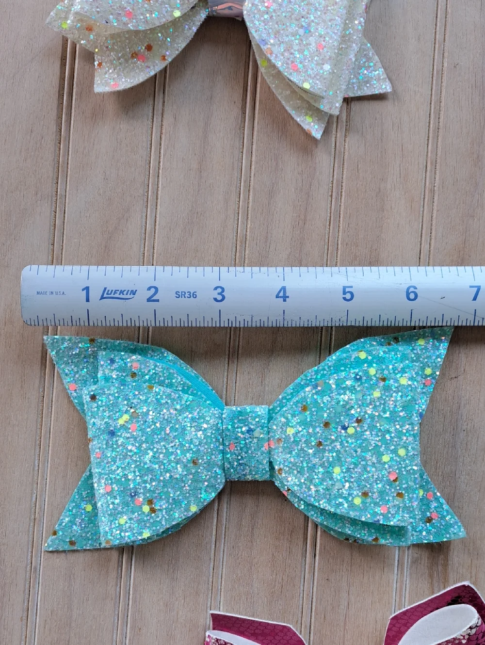Girls Glitter Sparkle Hair Bow Clip Lot Aqua White Pink Oversized Bows Dressy